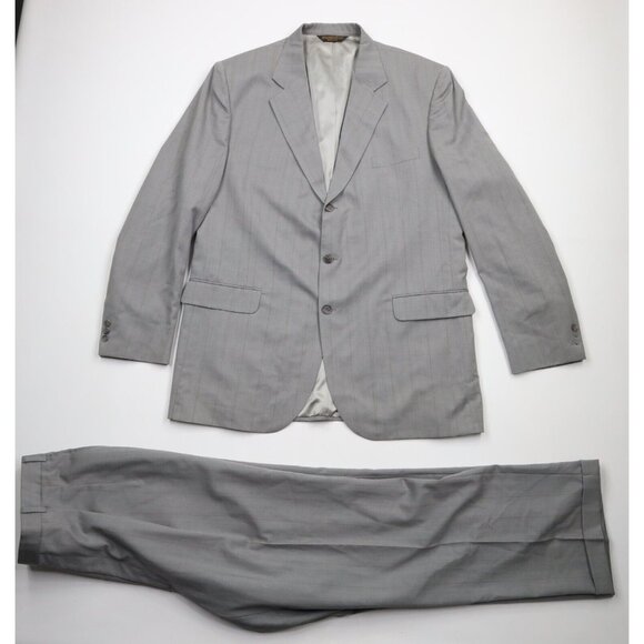 Vtg 70s Streetwear Mens 50L Distressed 2 Piece Wedding Suit Striped USA 52x34 - Picture 1 of 16